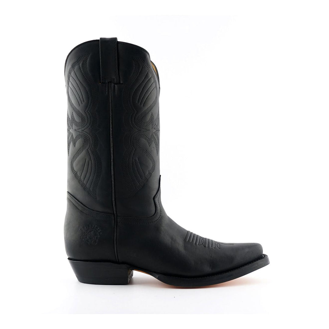 Bottes Cowboy Grinders Pour Homme - Cuir Noir - Style Chelsea à Enfiler - Semelle Caoutchouc - Neuf