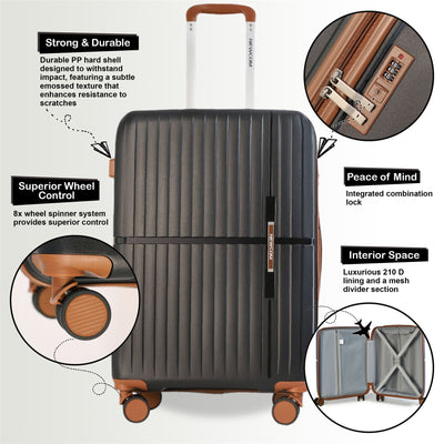 Hard Shell Cabin 37 x 22 x 56 cm PP Luggage Suitcase Suitable for Easyjet, Ryanair