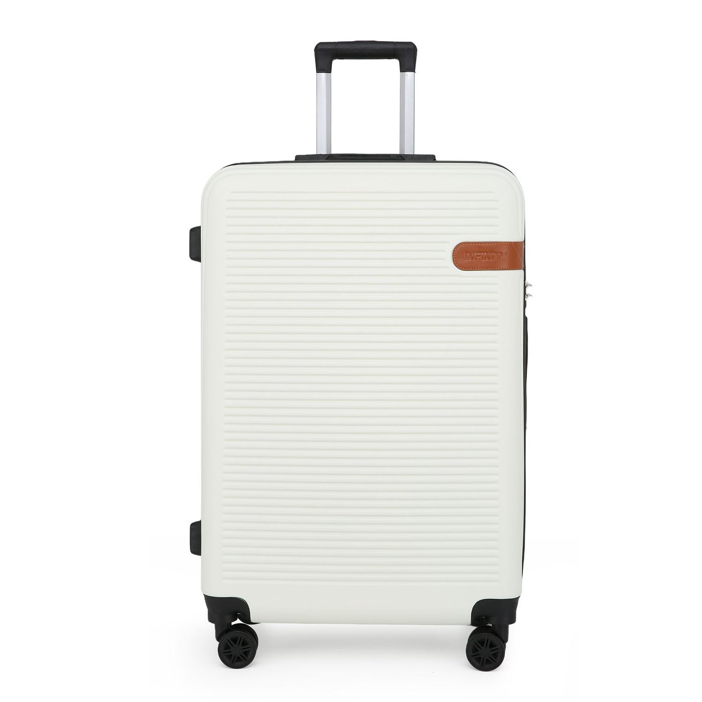 Hard Shell Cream Classic Dual 4 Wheel Luggage Suitcase Set