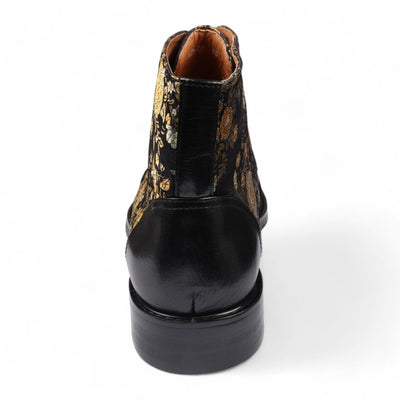 Justin Reess Men's Floral Leather Oxford Ankle Boots - Adam