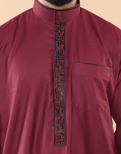 Mens Thobe Jubba Emirati Islamic Arabic Eid Embroidery Kaftan Jubbah Robe