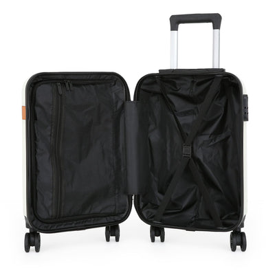 Hard Shell Cream Classic Dual 4 Wheel Luggage Suitcase Set