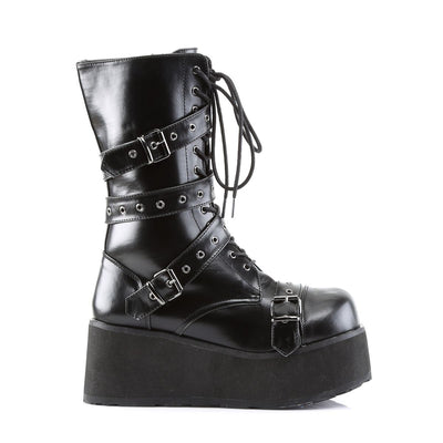Demonia Trashville 205 Black Vegan Leather Mid Calf Boots