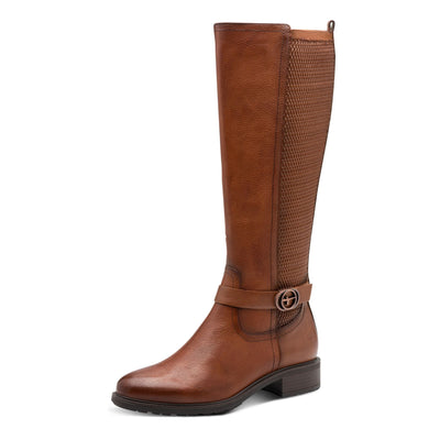 Tamaris Womens Cognac Brown Tan Leather Knee High Riding Boots