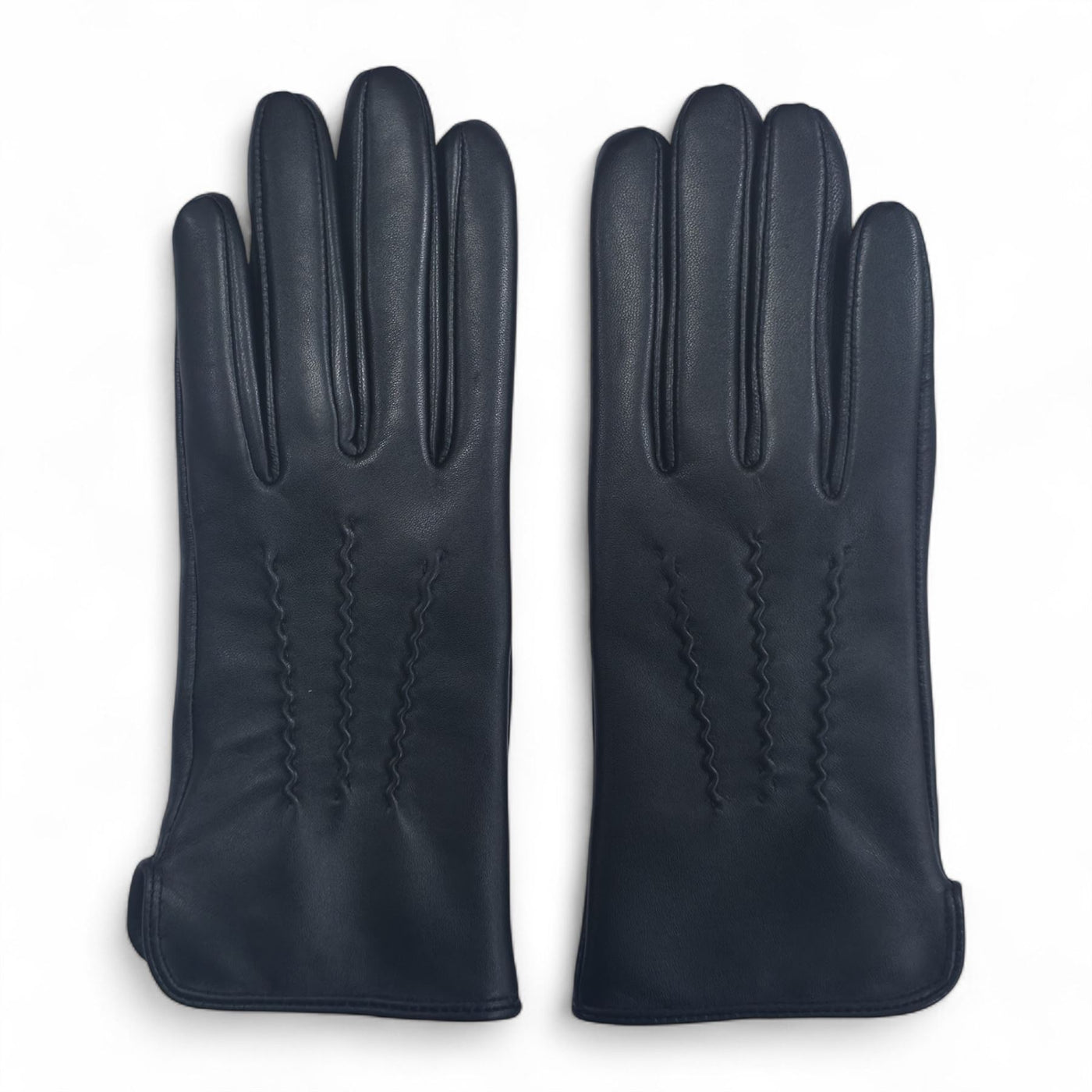 Womens Italian Leather Winter Stitch Line Design Soft Wool Lining Gloves - L-GLV-301
