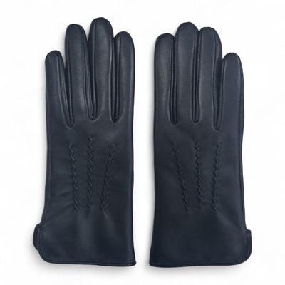 Womens Italian Leather Winter Stitch Line Design Soft Wool Lining Gloves - L-GLV-301