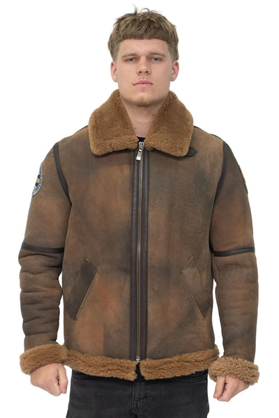 Mens B3 Sheepskin WW2 Bomber Jacket-Hemsworth