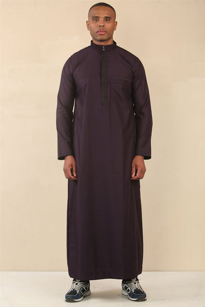 Mens Thobe Jubba Emirati Islamic Arabic Eid Embroidery Kaftan Jubbah Robe