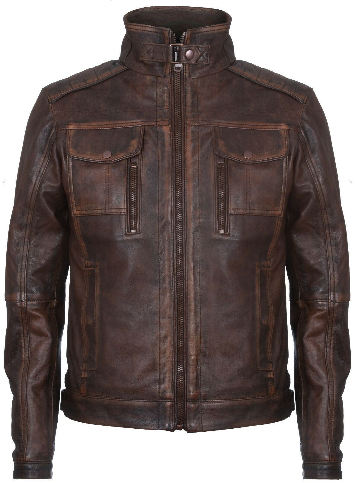 Men's Vintage Leather Biker Jacket-Cape Town