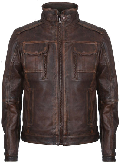 Men's Vintage Leather Biker Jacket-Cape Town