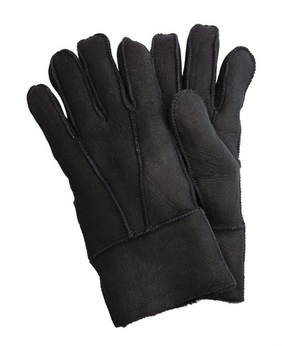 Unisex Sheepskin Suede Gloves with Roll Up/Down Cuff