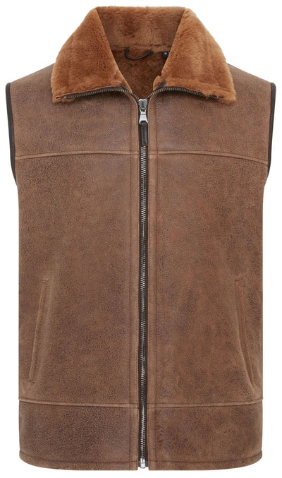 Mens Aviator Shearling Bomber Gilet - Ambler