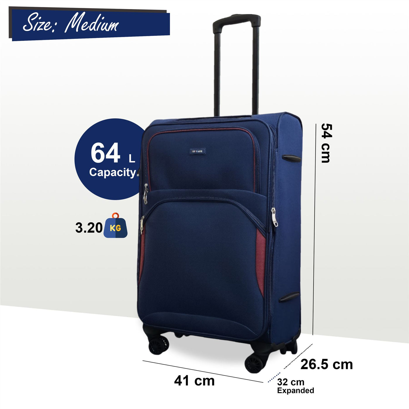Expandable Soft 8 Wheel Lightweight Suitcase Luggage Travel Bags Set