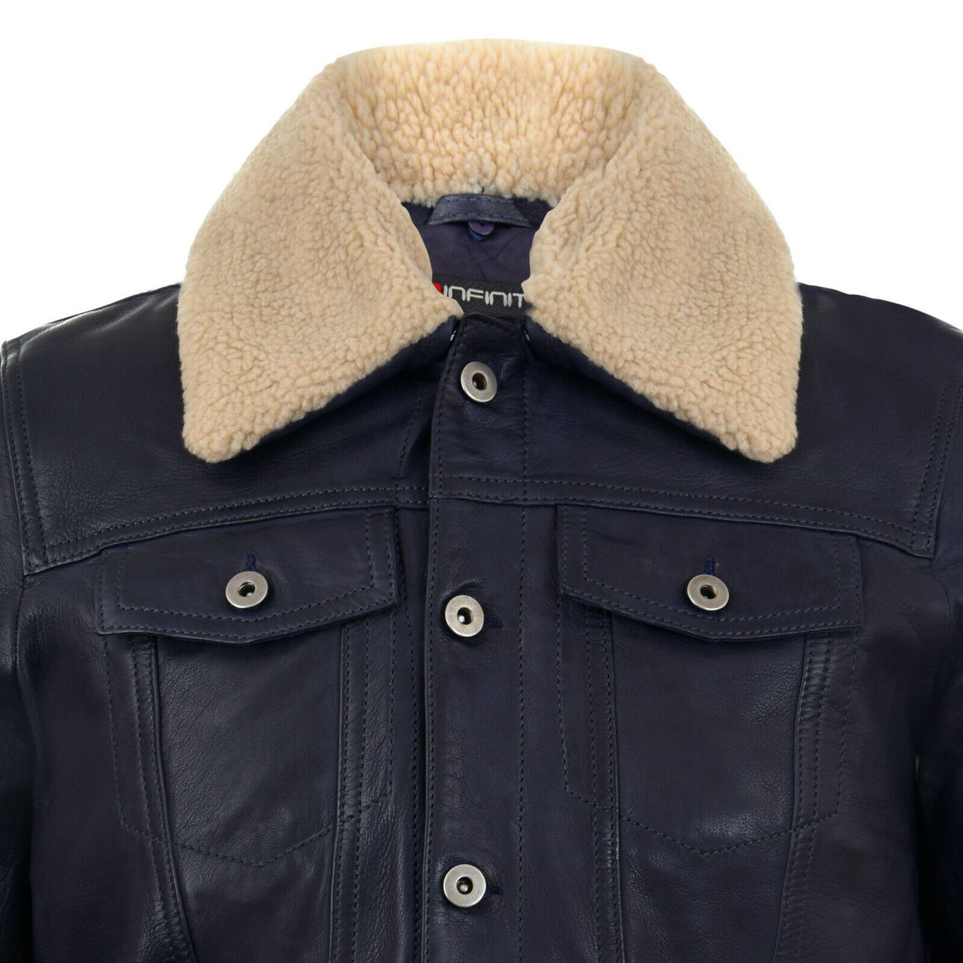 Mens Removable Collar Leather Trucker Jacket-Zagreb