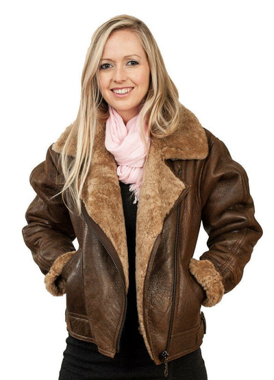 Womens B3 Sheepskin Leather Flying Jacket-Bergamo