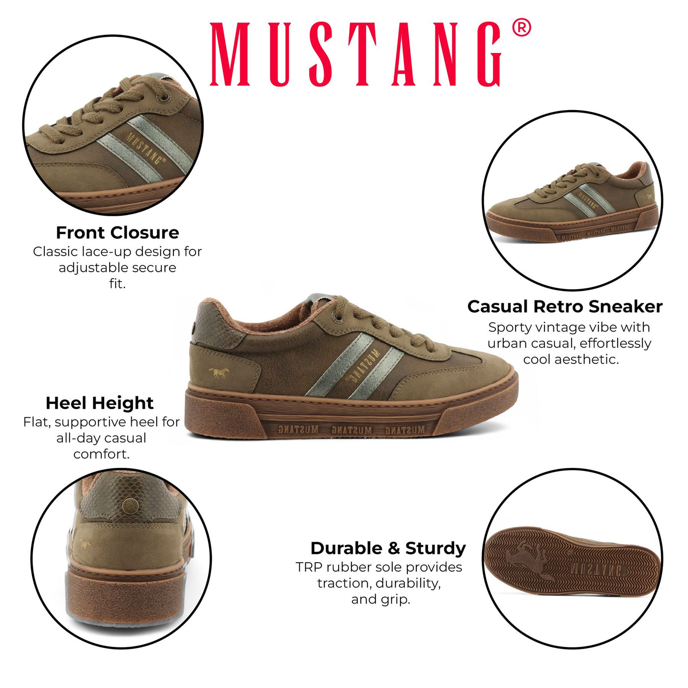 Mustang Women's Olive Green Street Platform Sneakers Shoes