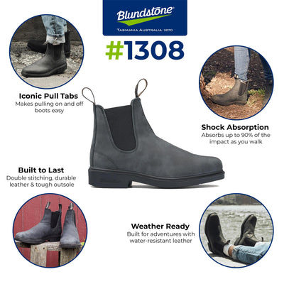 Blundstone #1308 Rustic Black Chelsea Boot with Polishing Pad