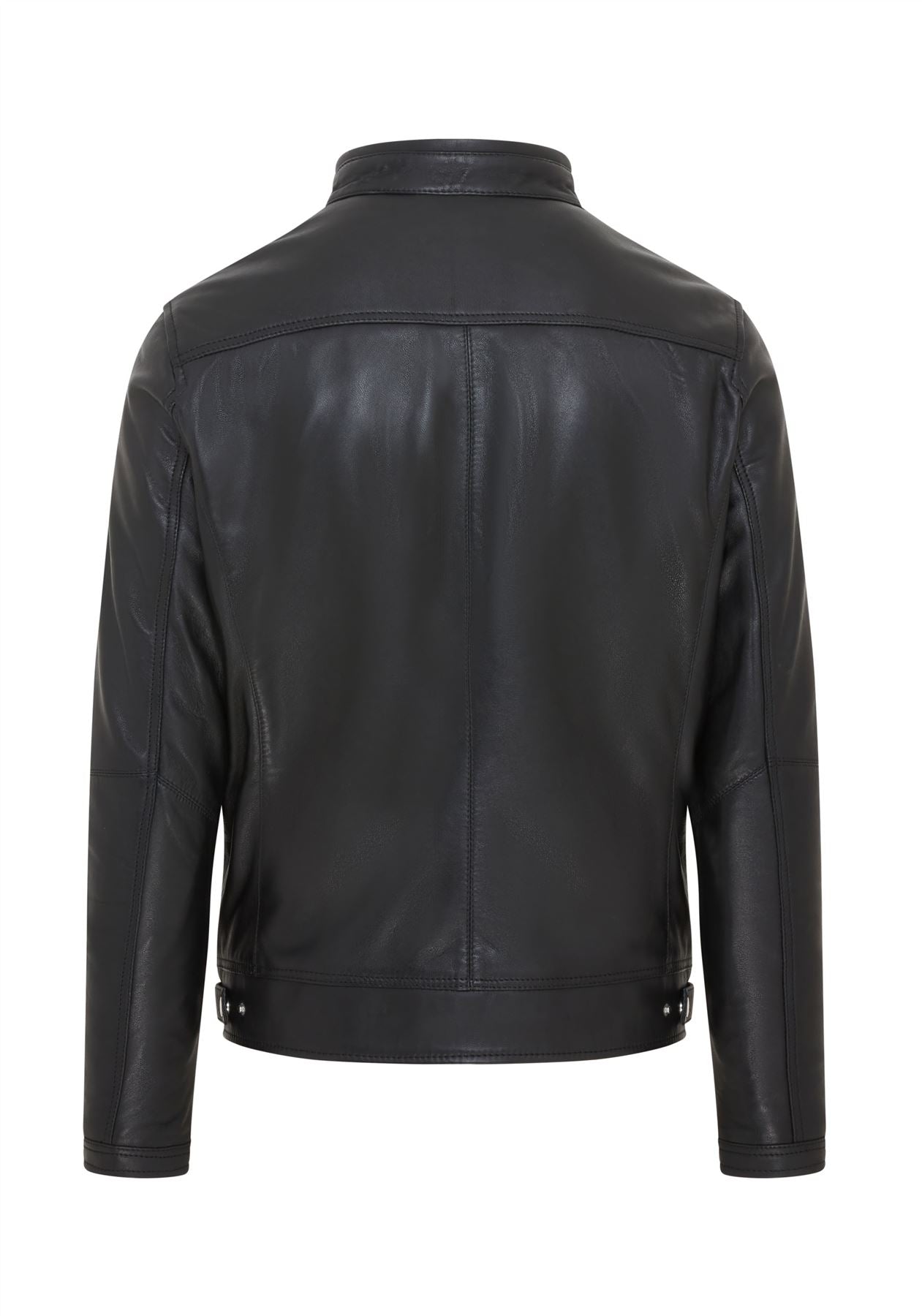 Mens Black Café Racer Biker Leather Jacket - Aniak