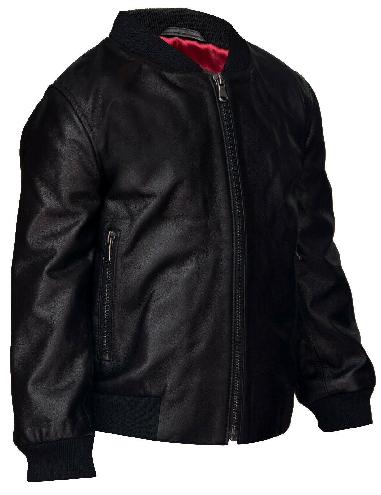 Kids Unisex Varsity Black Baseball Leather Bomber Black Jacket (1-13Years)
