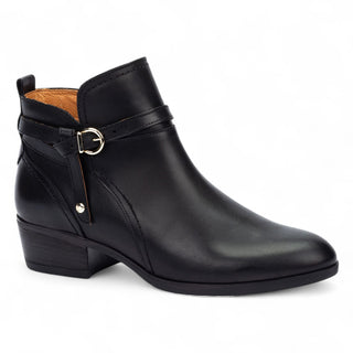Pikolinos Women’s Black Leather Ankle Bootie Zip Heel Boots - Daroca