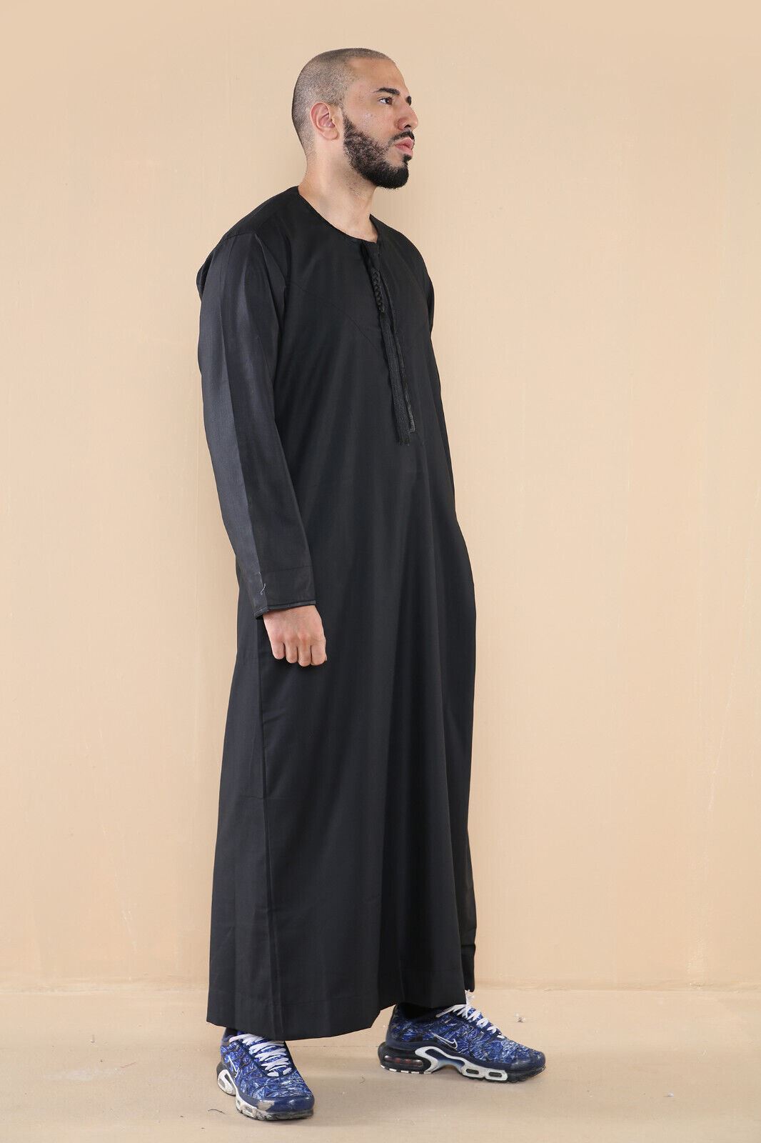 Mens Thobe Jubba Saudi Islamic Arab Eid Emirati Kaftan Jubbah Tassel Robe