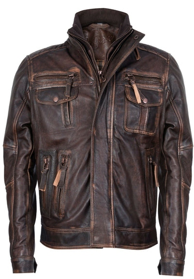 Men's Leather Retro Biker Jacket-Toronto