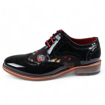 Justin Reess Men's Butterfly Print Patent Leather Shoes - Julius