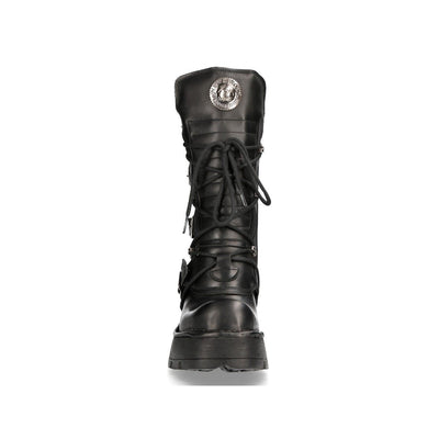 New Rock Women’s Leather Gothic Mid-Calf Boots-373-S33