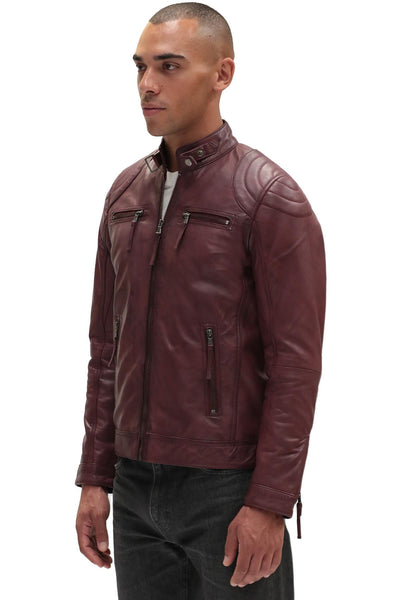 Mens Moto Leather Biker Jacket-Taiwan