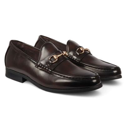 Men's Loafers with Gold Buckle Smart Slip-On Shoes