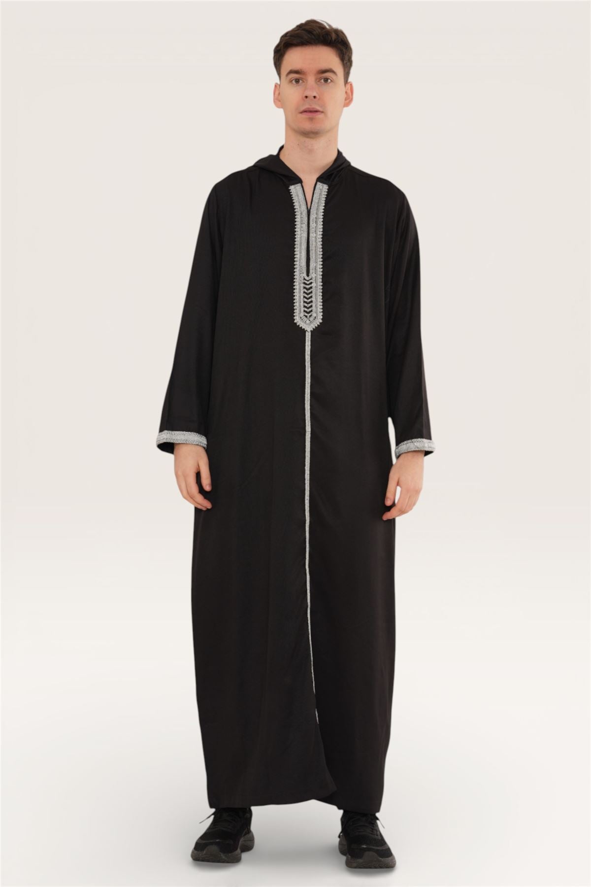 Moroccan Robe Men's Hooded Moroccan Embroidery Djellaba Islamic Jubba Robe Eid Ramad ...