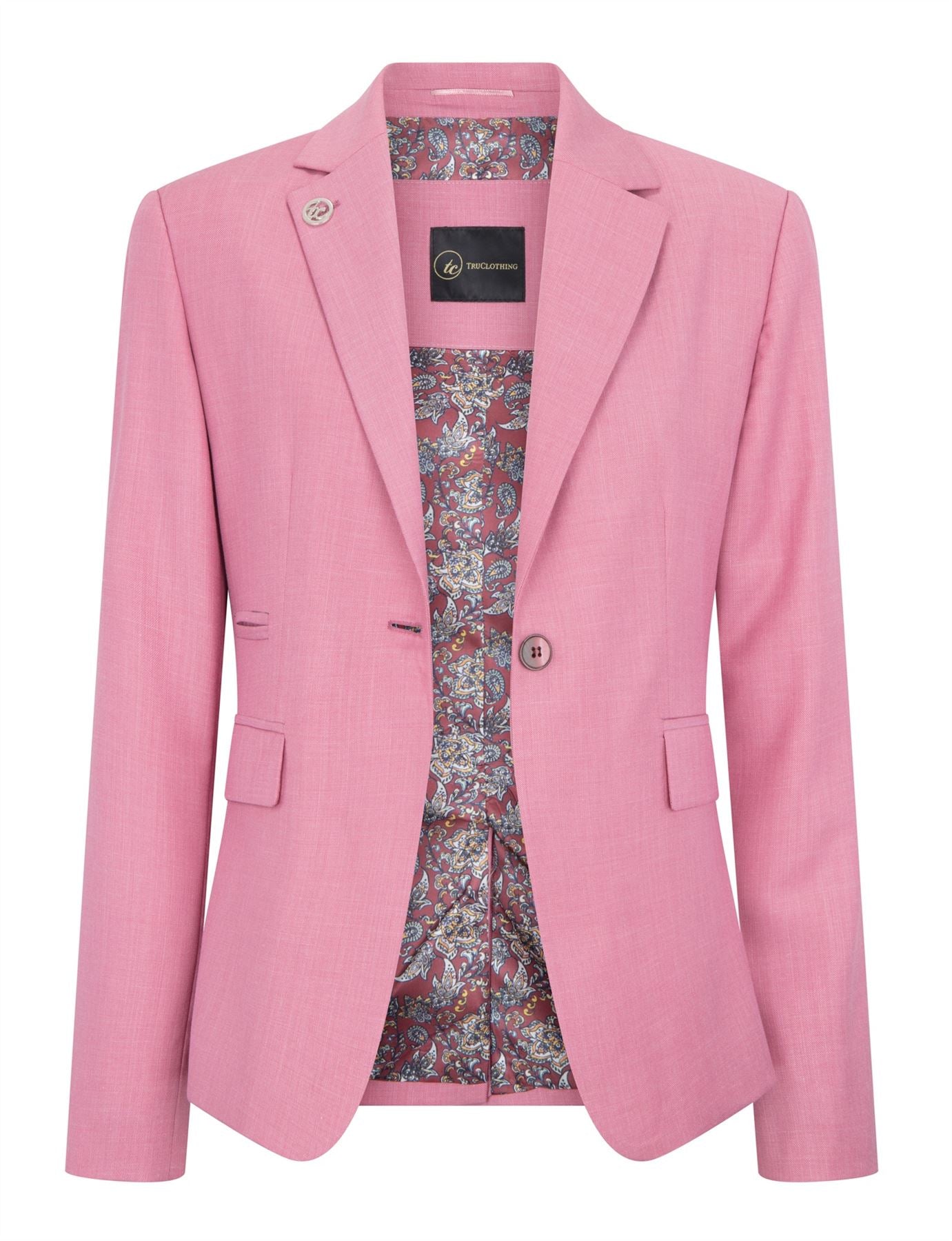 Women's 3 Piece Tailored Fit Plain Pink Formal Office Suit