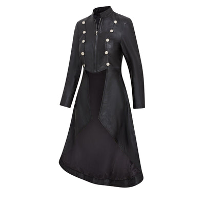 Womens Gothic Full Length Edwardian Leather Coat - Atlanta