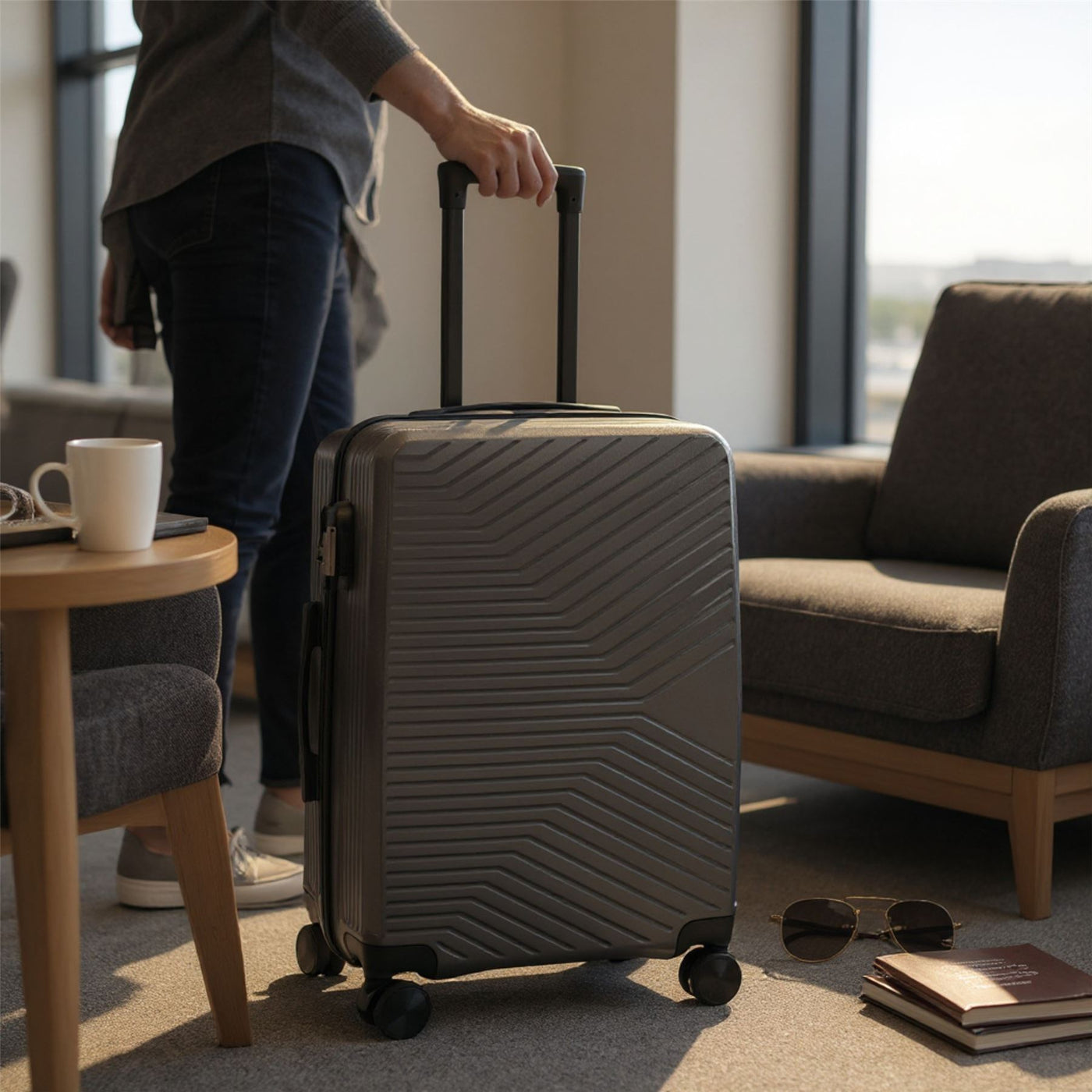 Hardshell Suitcase Set Robust 8 Wheel Luggage Cabin Case Bag