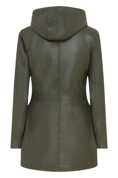 Giacca parka con cappuccio in pelle da donna - Bucarest