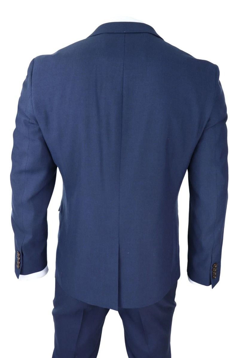 Mens 3 Piece Navy Blue Classic Retro Suit – Infinity Leather