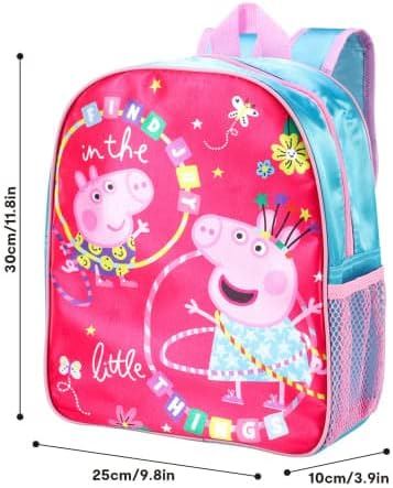 Peppa Pig Girls Backpack Pink Rainbow Adjustable Shoulder Strap Schoolbag