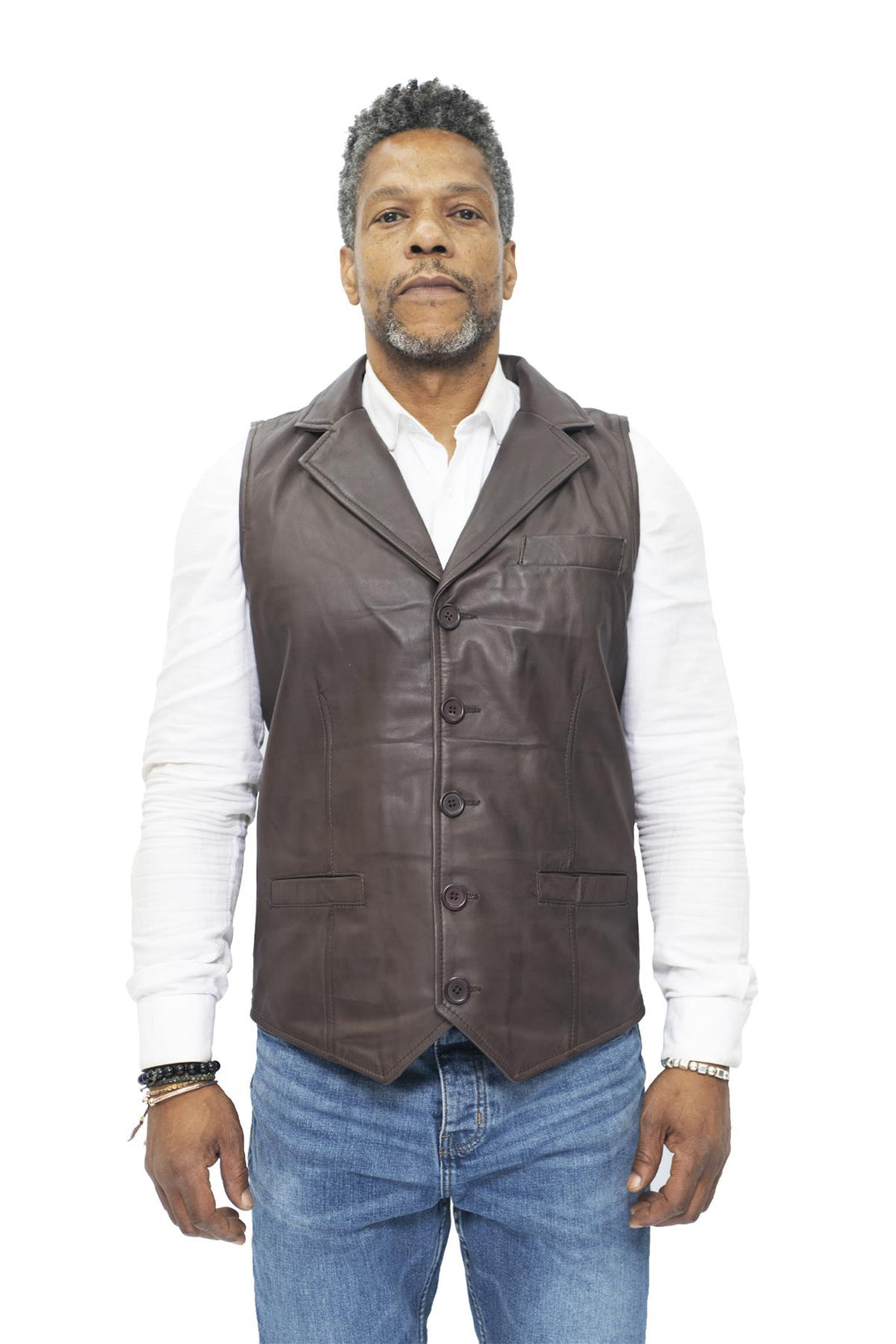 Herren Leder Bodywarmer Weste Vintage Braun Buff Weste Puffer