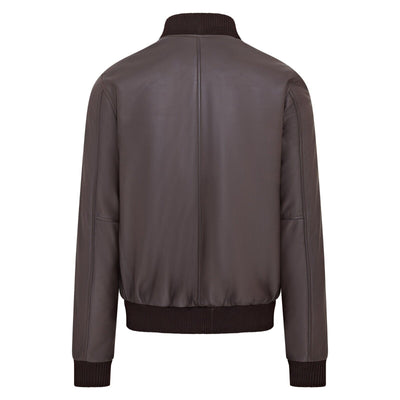 Mens Soft Leather MA-1 Varsity Bomber Jacket