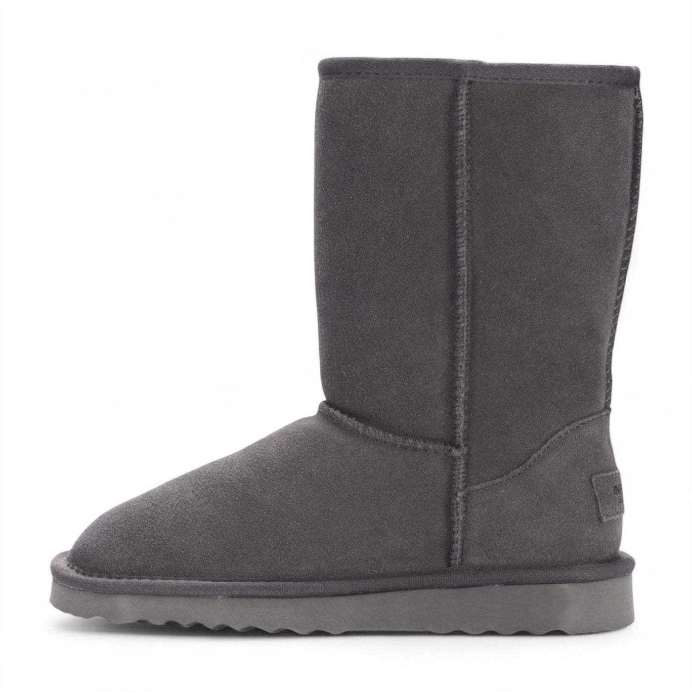 Women's Genuine Sheepskin Grey Suede Slip-On Ankle Winter Boots - Dusk