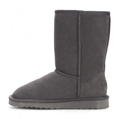 Women's Genuine Sheepskin Grey Suede Slip-On Ankle Winter Boots - Dusk