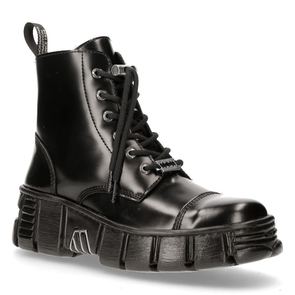 New Rock Leather Gothic Biker Ankle Boots- M-WALL005N-C6