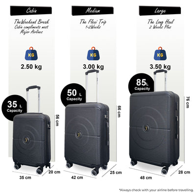 Robust ABS Hard Shell 8 Wheels Luggage Travel Holiday Cabin Suitcase Set