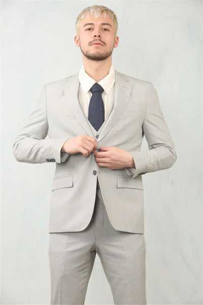 Men's 3 Piece Prince Of Wales Grey Suit Workwear