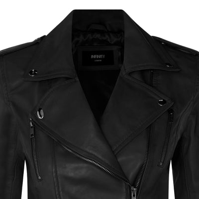 Womens Leather Brando Biker Jacket - Orlando