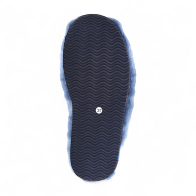 Women's Sheepskin Slippers Navy Warm Winter Fur Mule - Aurora