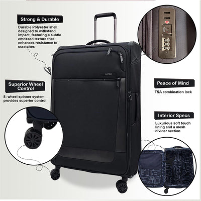 Lightweight  4 Wheel Luggage Travel Soft Cabin Bag