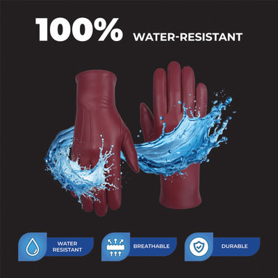 Womens Italian Leather Winter Stitch Line Design Soft Wool Lining Gloves - L-GLV-301