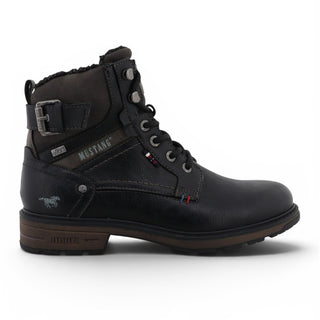 Mustang Men's Black Faux Leather Winter Lace-Up Ankle Boots - M0021001