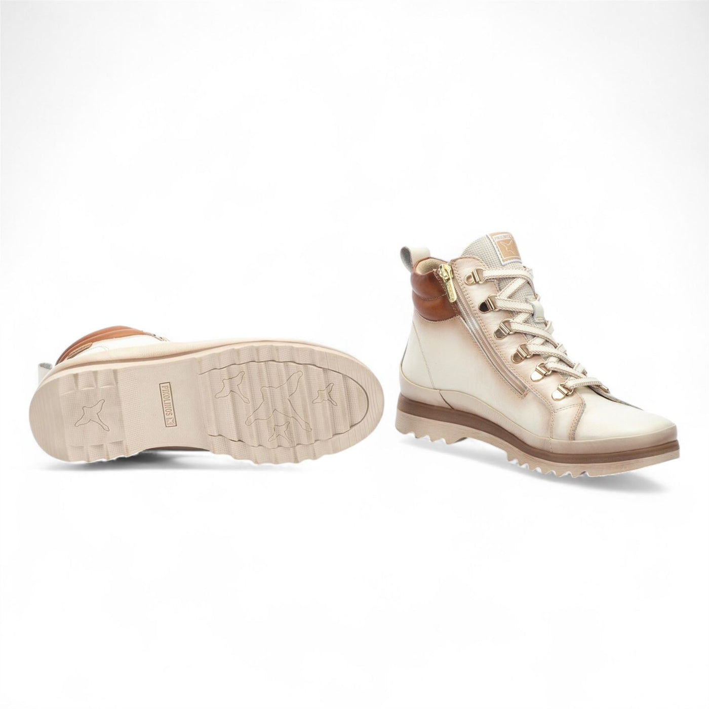 Pikolinos Women’s Nata White Leather Ankle Trainers Boots - Vigo
